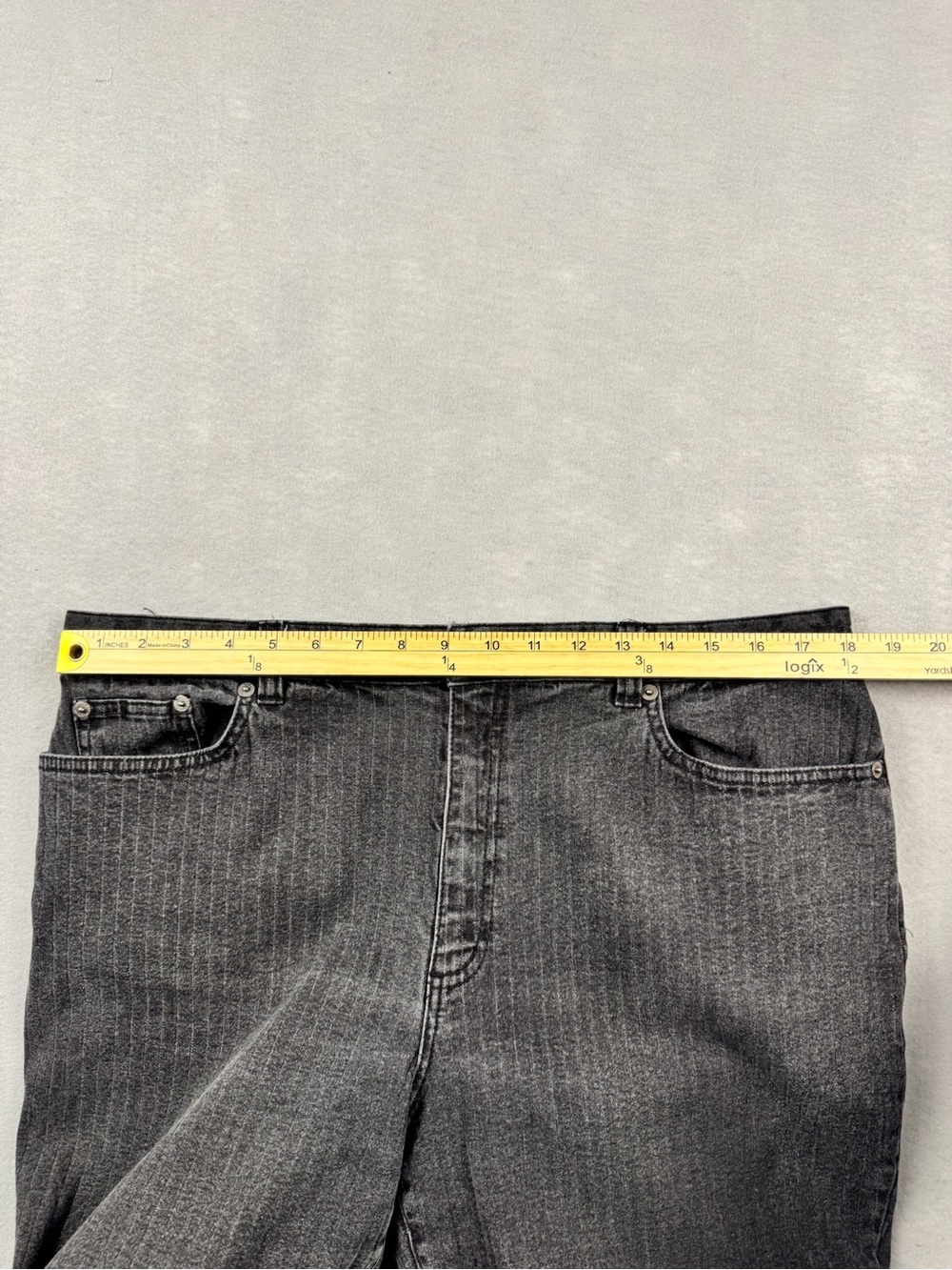 Lauren Jeans Co Gray White Pinstripe Womens 16 Straight Leg Denim Ralph Lauren - Picture 10 of 14